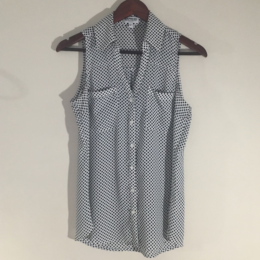 Express Black and White Polka Dot Tank sz S